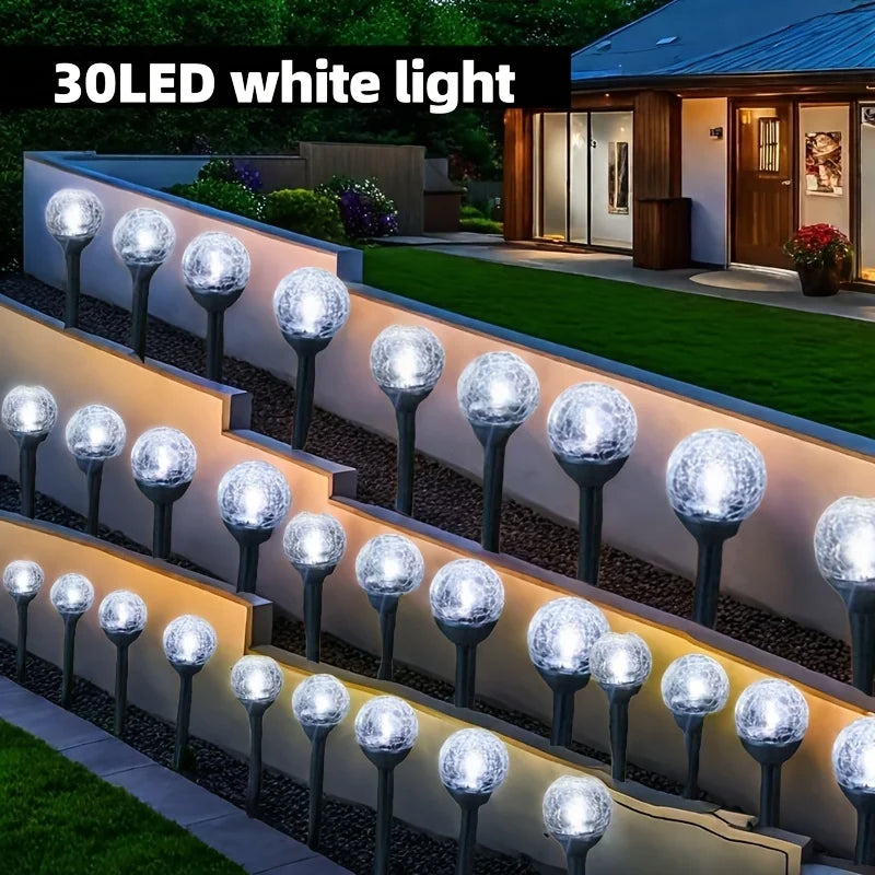 Outdoor Solar LED Bubble Ball Lights Automatic Nighttime Opening 30 Warm White Bulbs