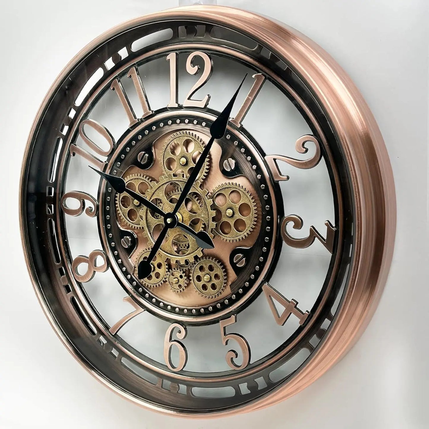 Large Metal Industrial Steampunk Unique Vintage Rustic Real Moving Gears Wall Clock
