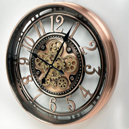 Large Metal Industrial Steampunk Unique Vintage Rustic Real Moving Gears Wall Clock