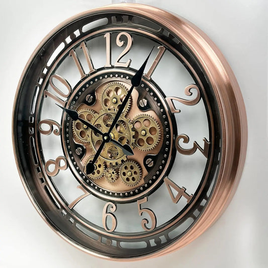 Large Metal Industrial Steampunk Unique Vintage Rustic Real Moving Gears Wall Clock