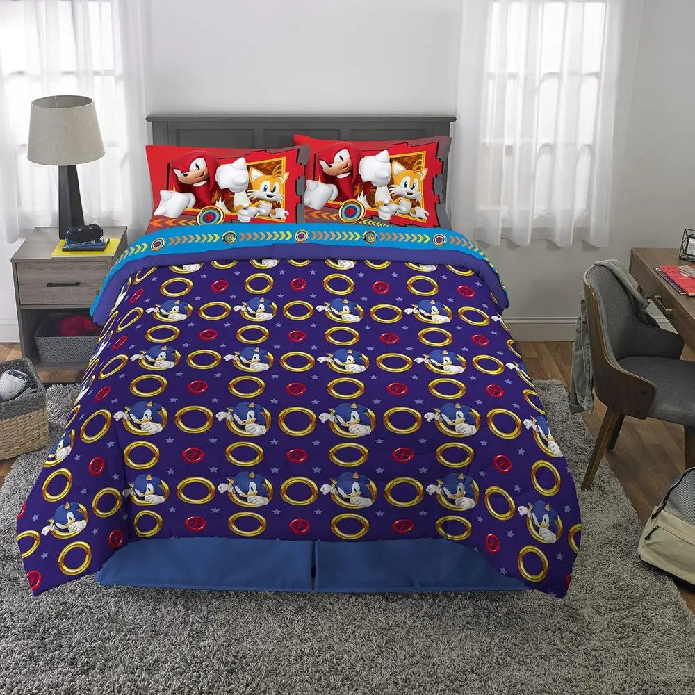 Sonic The Hedgehog Super Soft Bedding Set Full Size 5 Pieces