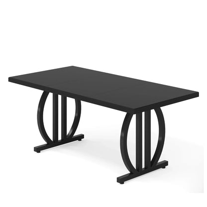 Modern Industrial Large Dining Table 63-Inch Heavy Duty Metal Frame 63"
