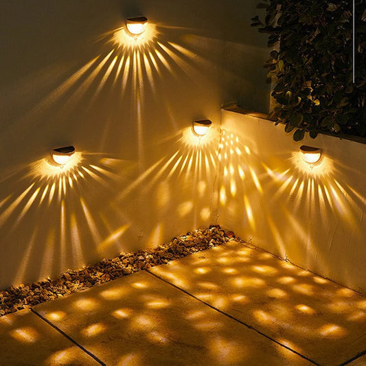Solar 6 LED Outdoor Waterproof Wall Lamp Lights Warm White for Yard Garage Porch Fence Driveway Railing 2Pcs