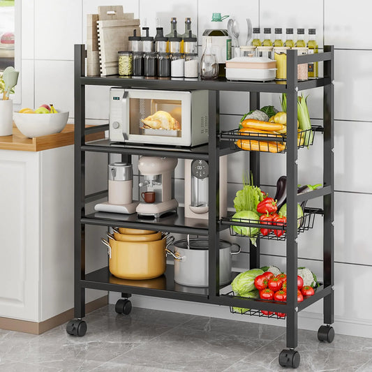 Multi-functional Black Metal Removable Cabinet Storage Rack 4 layers Multi-Layer Vegetable Fruit Storage Rack