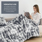 Faux Rabbit Fleece Throw Blanket for Bedroom Living Room