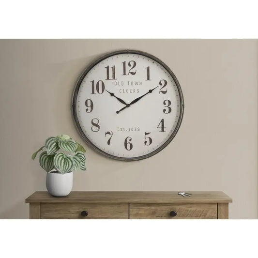 Oversized Round Wall Clock Brown Transitional Design