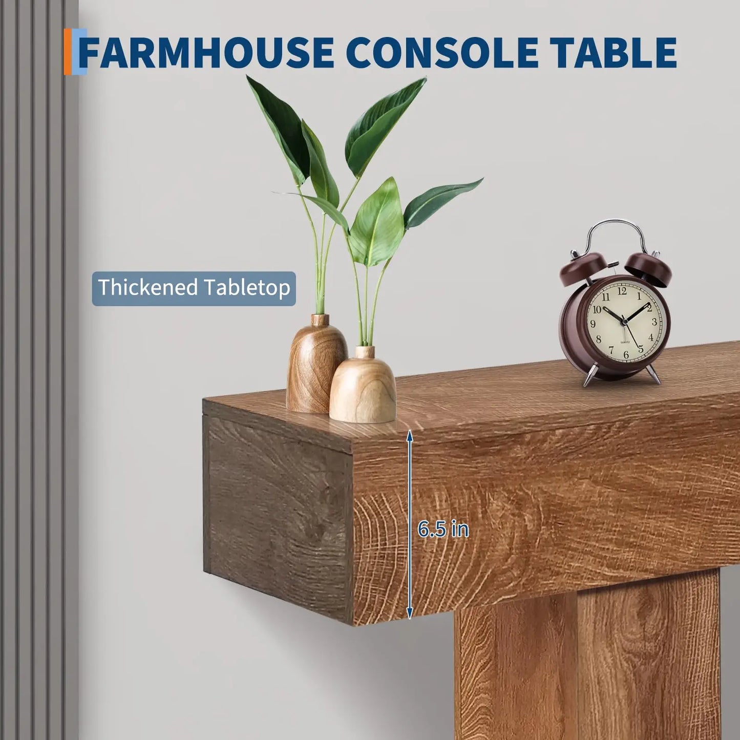 63-Inch Long Rustic Farmhouse Style Wood Console Entryway Table