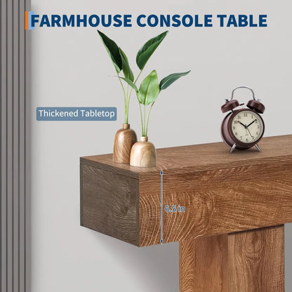 63-Inch Long Rustic Farmhouse Style Wood Console Entryway Table