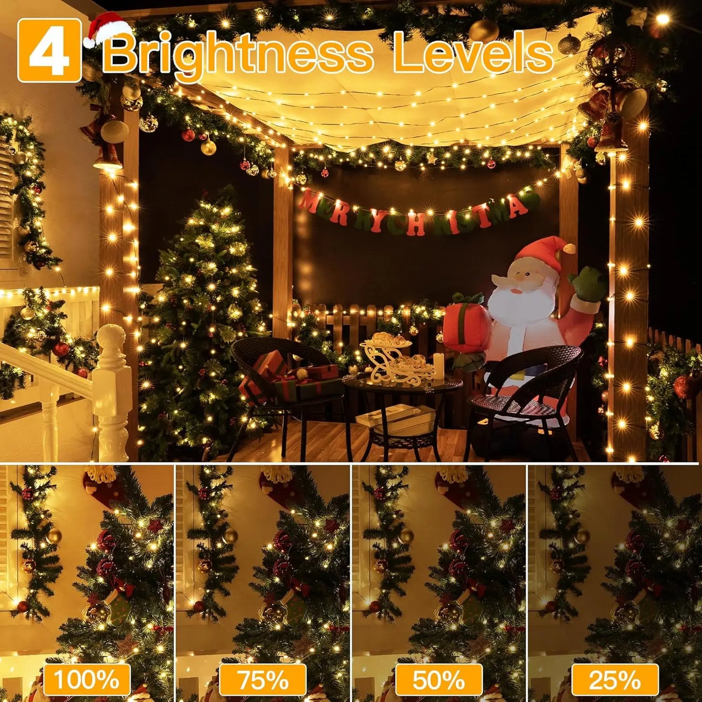 Outdoor Solar String Lights Decorative Waterproof Christmas Lights 240 Lights 100Ft