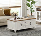 Rustic Wooden Farmhouse Coffee Table with Storage Cabinet