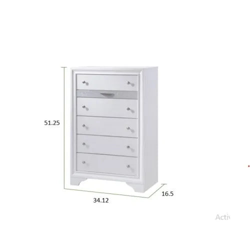 Traditional Wood Queen Bedroom Set White 5 Pieces