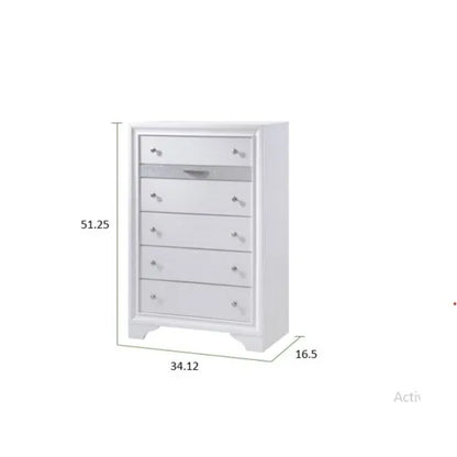 Traditional Wood Queen Bedroom Set White 5 Pieces