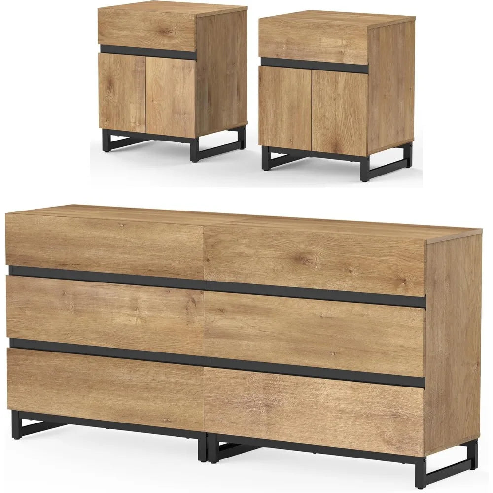 Bedroom Dresser Nightstand Set 3 Piece