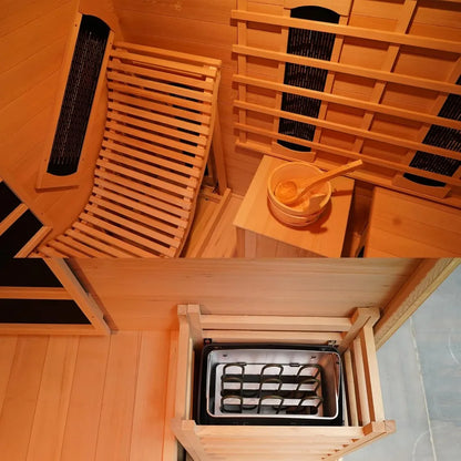 Red Cedar Indoor Dual System (Infrared & Steam)Sauna with Recliner 2-3 Person