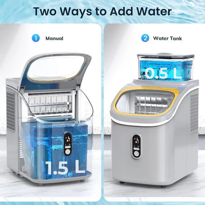 Countertop Ice Maker Machine Self-Cleaning with Basket Scoop 30lbs/24Hrs, 3 Ice Cube Settings, 16Pcs/13 Mins