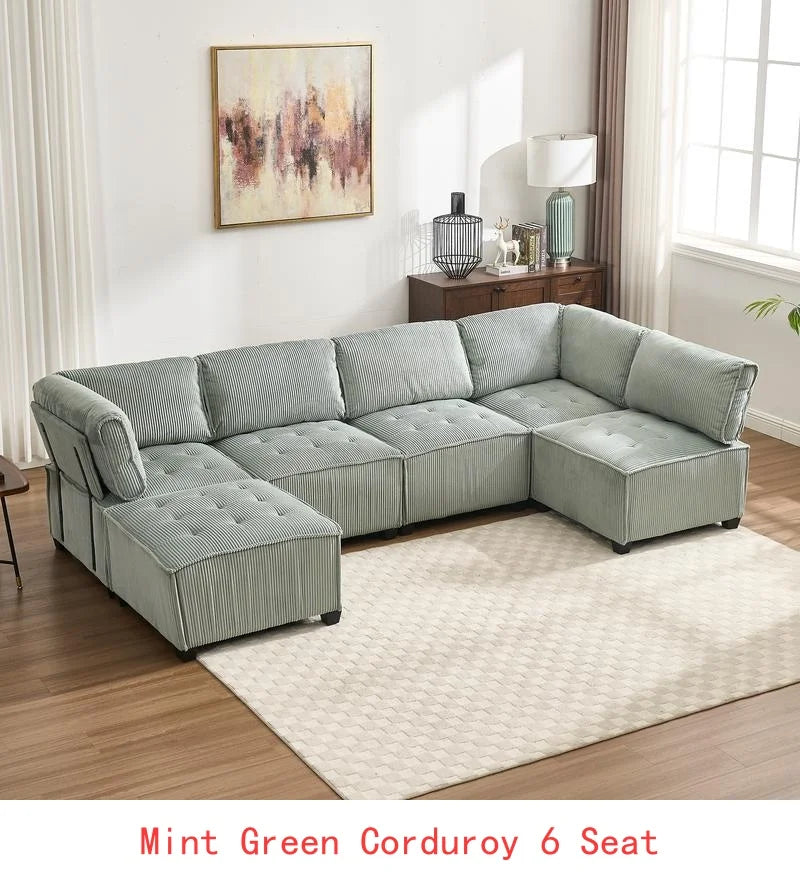 Modular Sectional Sofa U-Shaped Couch with Reversible Chaise 6-Seat Convertible Design