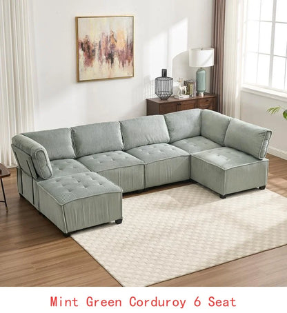 Modular Sectional Sofa U-Shaped Couch with Reversible Chaise 6-Seat Convertible Design